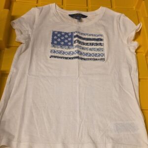 Ralph Lauren White Tee with Blue Flag Design